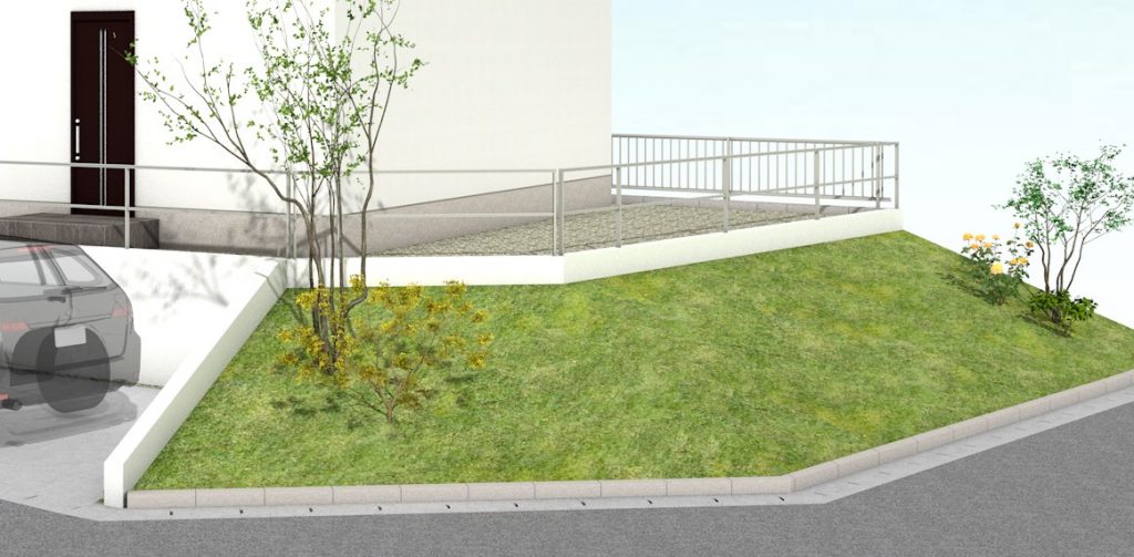 芝生の斜面　シンプル